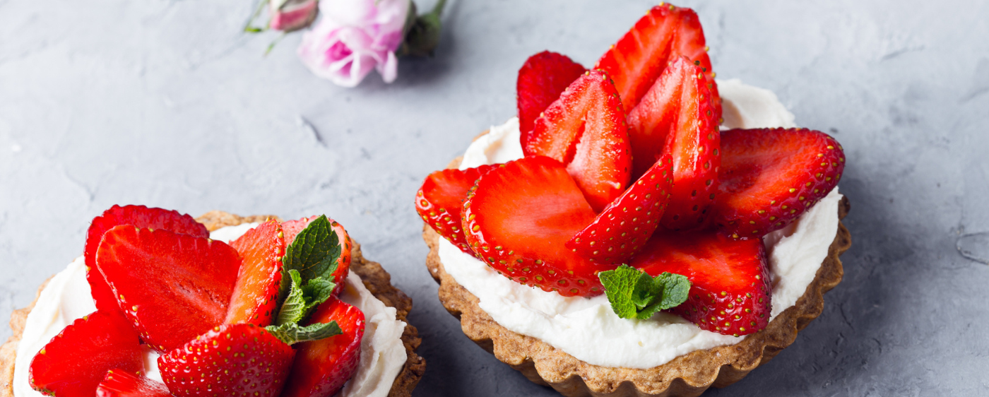 Strawberry Rose Tarts with Custard Cream