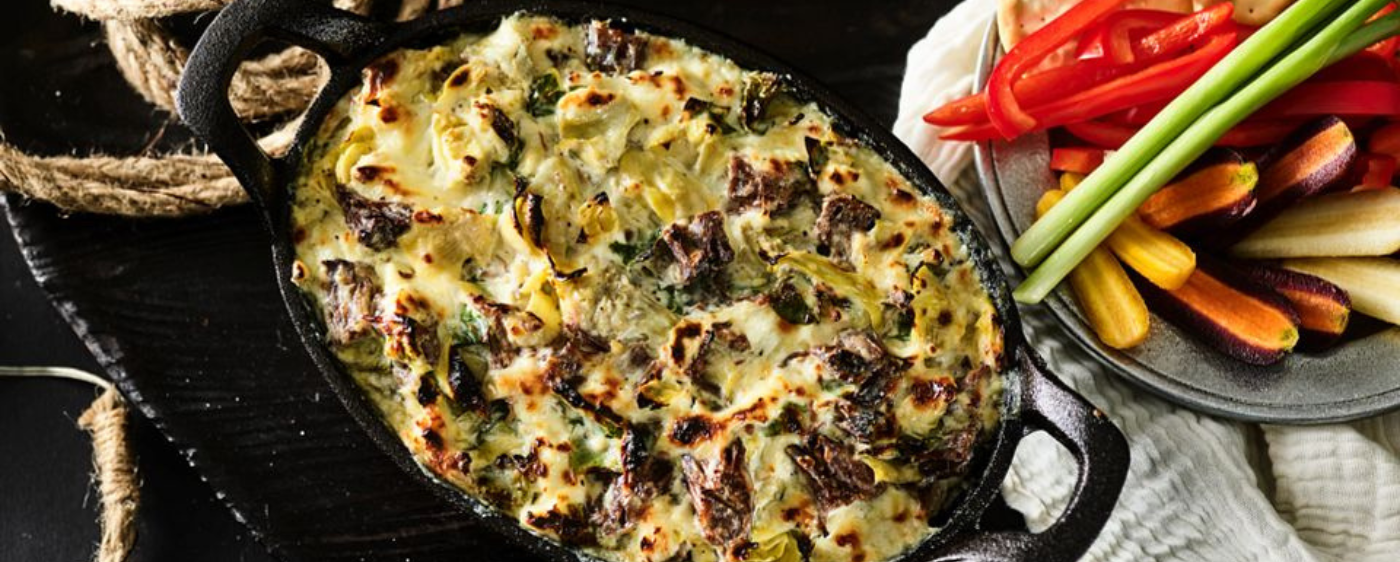 Cheesy Beef Artichoke Dip